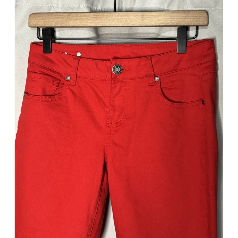 Cabi Red Kick Flare Jeans Womens Size 2 Stretch Denim Cropped Pants 6496 Bold - Picture 2 of 5